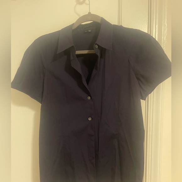 Theory women’s puff sleeve blouse size large- color deep plum - Picture 5 of 8